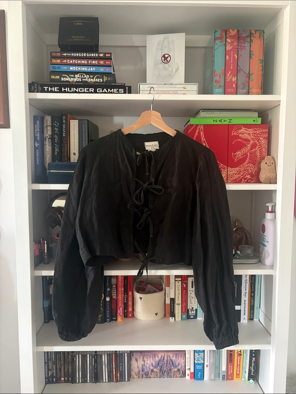 GUC boheme goods black linen tie up top in size 1 (Xs/S)